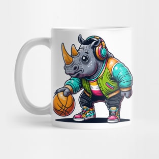 funny rhino basketball Mug